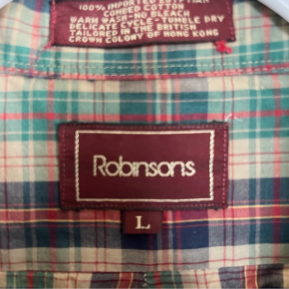 Robinsons Vintage 80’s Plaid Button Down Multi-color Long Sleeve Shirt Size L - Picture 4 of 9